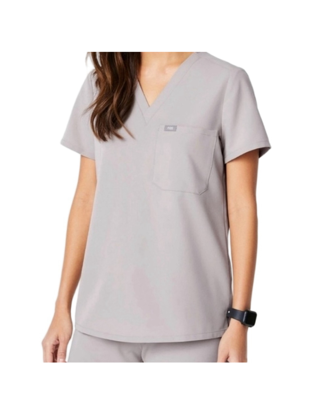 FIGS Catarina One Pocket V-Neck Scrub Top Light Grey Slate Nurse Dental Hygenist